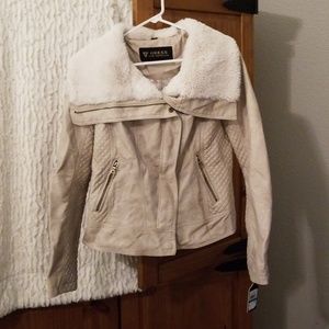 Guess Brand Shearling Collar Sueded Jacket